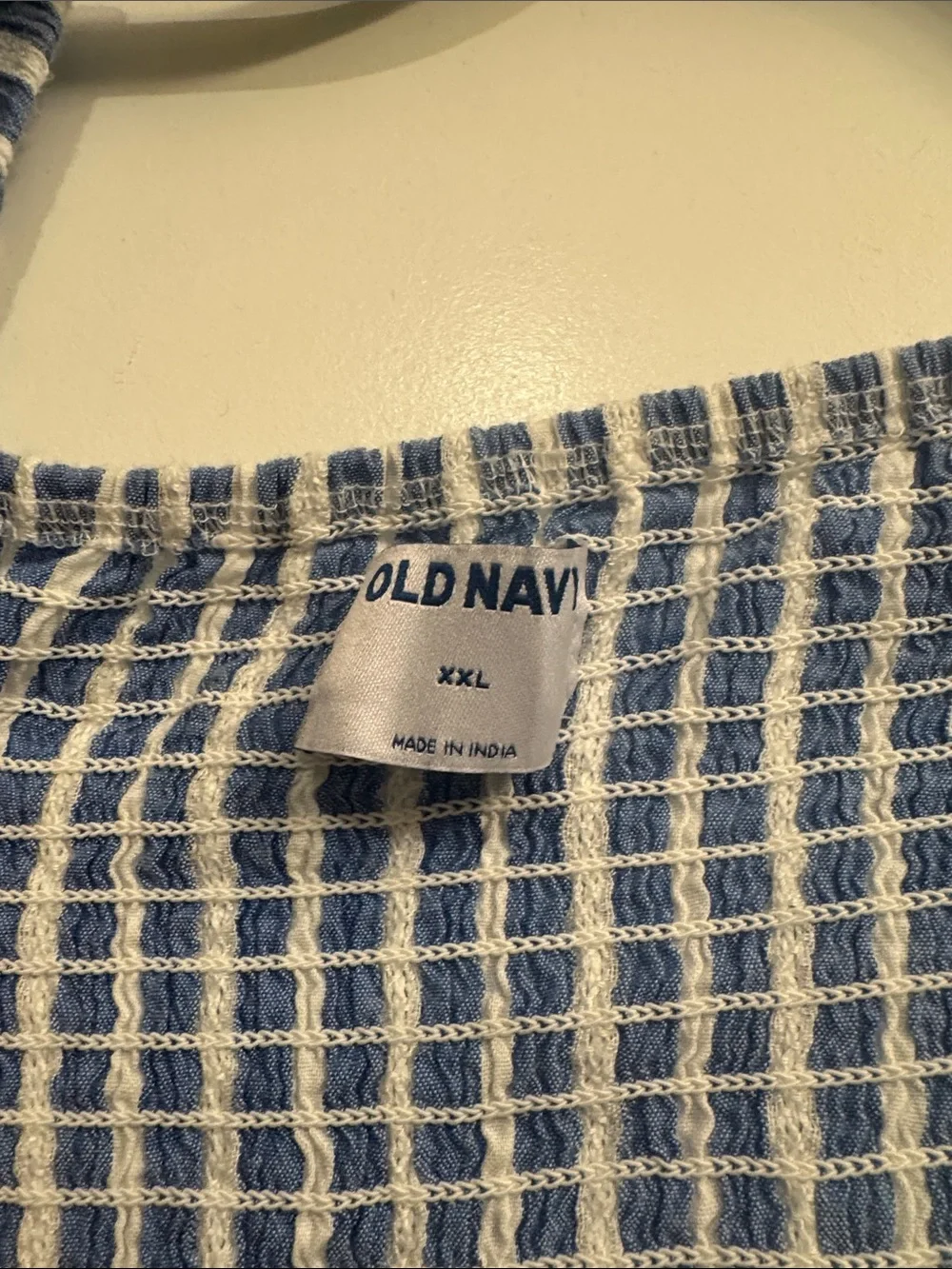 Old Navy Blue & White Striped Puff Sleeve Wrap Blouse